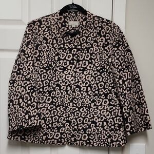 Ann Taylor Loft Mauve Leopard Animal Print Cheetah 3/4 Sleeve Blazer Jacket Sz M
